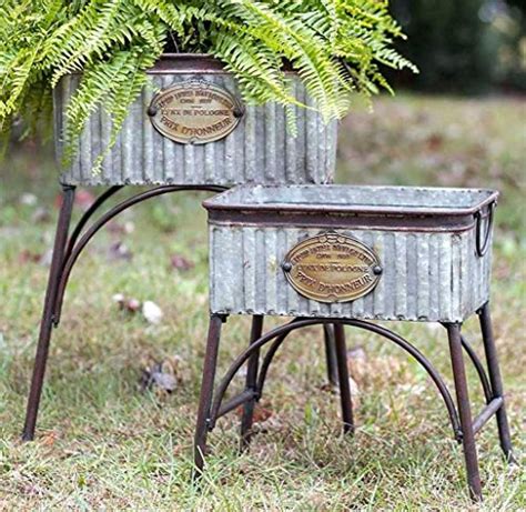 galvanized metal house plant stand|galvanized containers with pampas leaves.